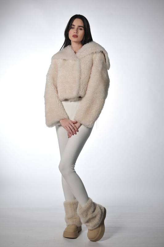 Shawl Collar Shearling Jacket, view 3
