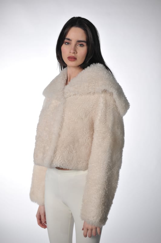 Shawl Collar Shearling Jacket, view 2