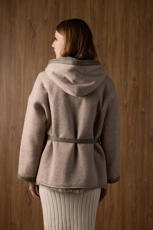 Reversible Hooded Cashmere Jacket, view 6