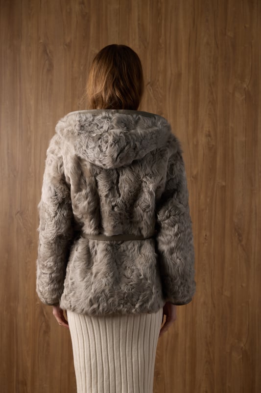 Reversible Hooded Cashmere Jacket, view 8