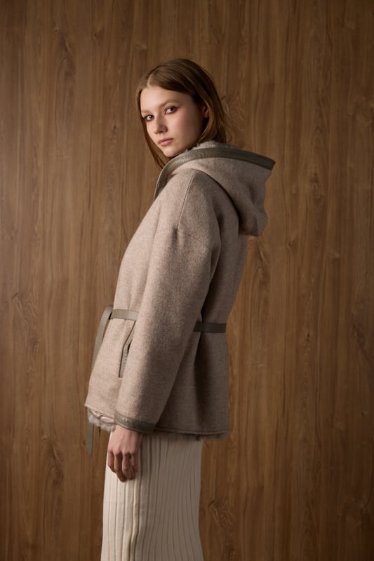 Reversible Hooded Cashmere Jacket, view 2