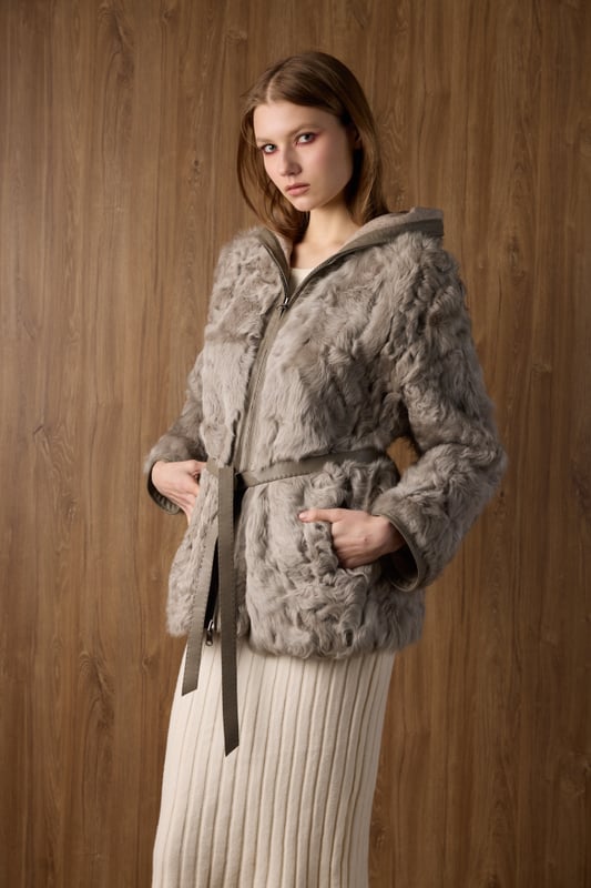 Reversible Hooded Cashmere Jacket, view 3