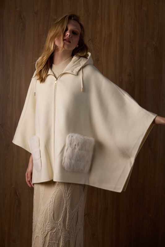 Mink Pocket Cashmere Cape, view 3