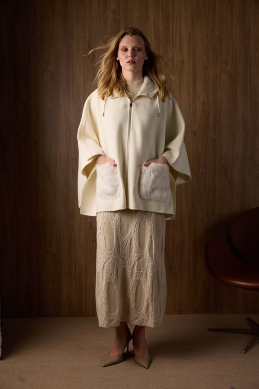 Mink Pocket Cashmere Cape, view 4