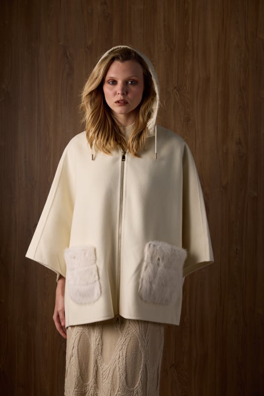 Mink Pocket Cashmere Cape, view 2