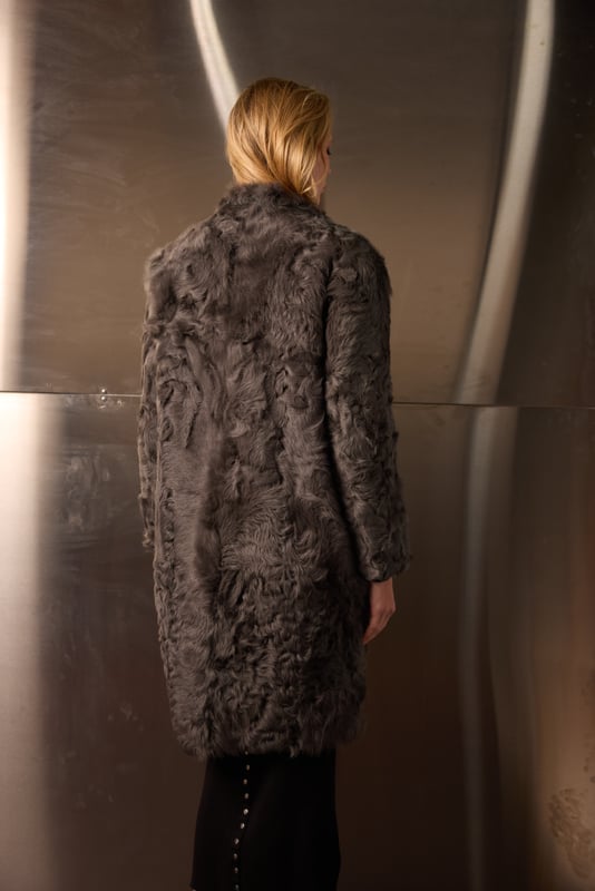 Stand Collar Sheep Fur Coat, view 3